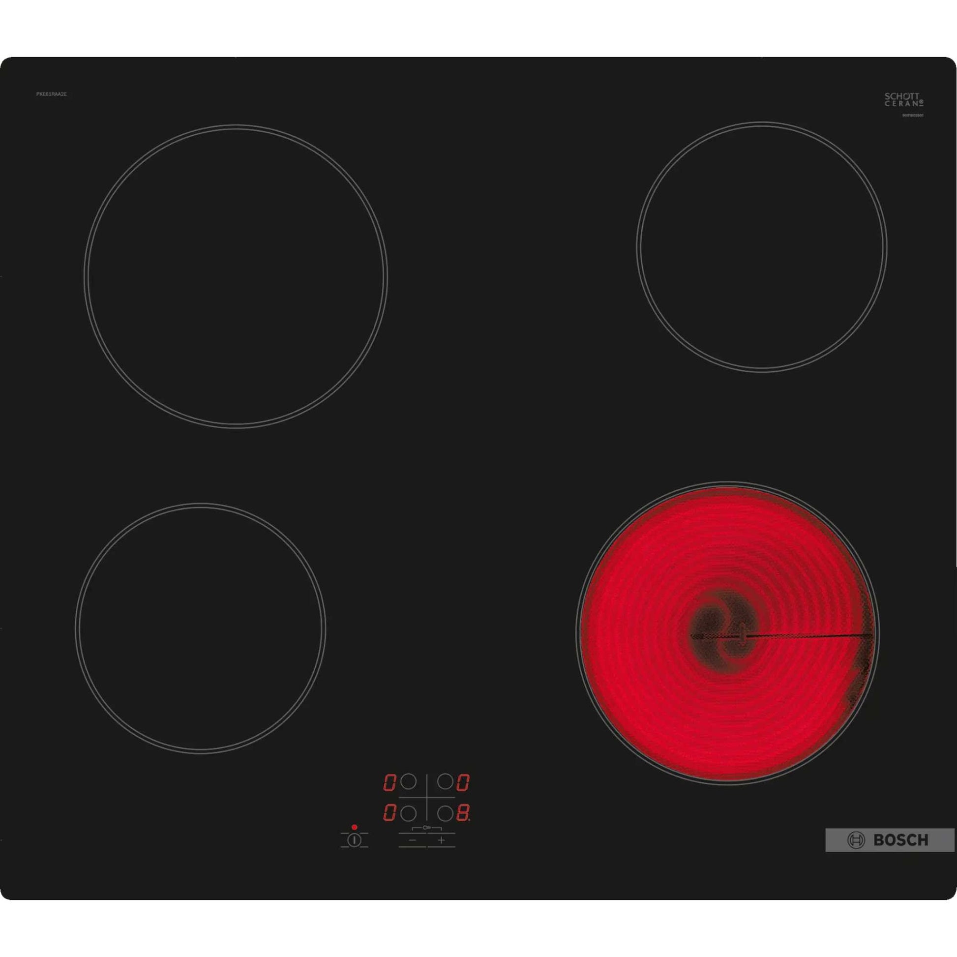 Bosch PKE61RAA8B Series 2 60cm 4 Burner Ceramic Electric Hob
