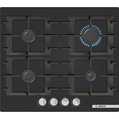 Bosch PNP6B6K40 Series 4 60cm 4 Burner Glass Gas Hob - Black