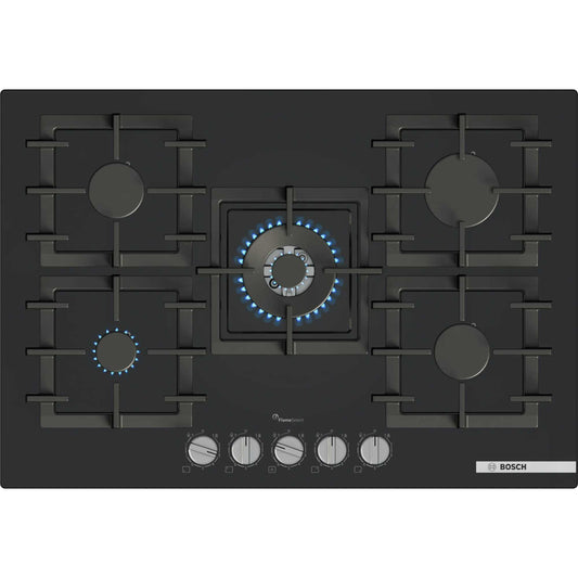 Bosch Series 6 PPQ7A6I40 75cm Gas Hob 5 Burners Tempered Glass - Black