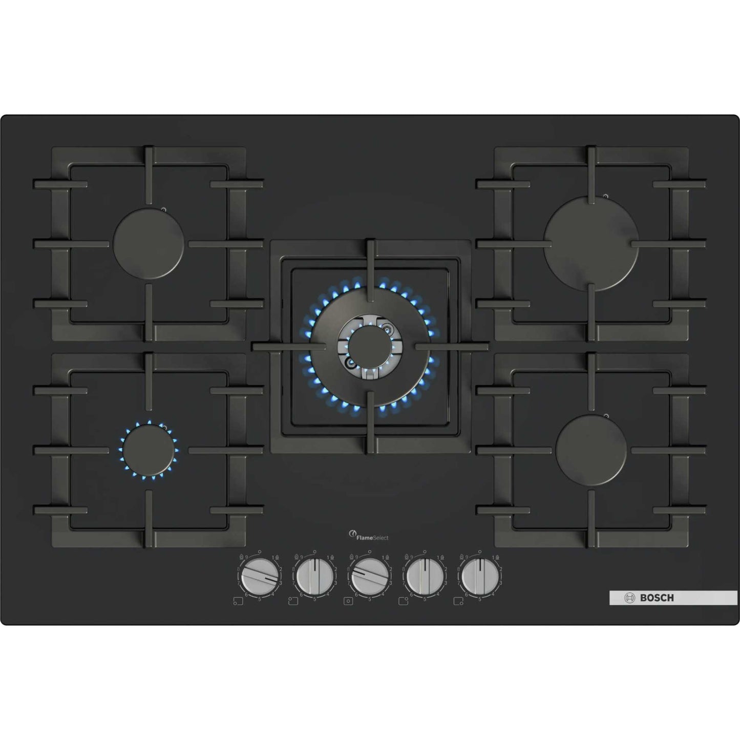 Bosch Series 6 PPQ7A6I40 75cm Gas Hob 5 Burners Tempered Glass - Black