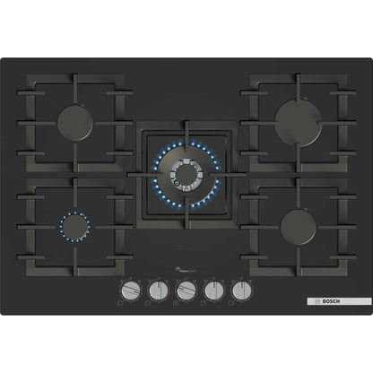 Bosch Series 6 PPQ7A6I40 75cm Gas Hob 5 Burners Tempered Glass - Black