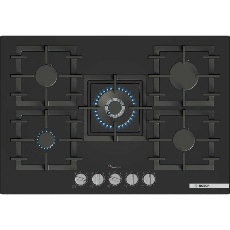 Bosch Series 6 PPQ7A6I40 75cm Gas Hob 5 Burners Tempered Glass - Black