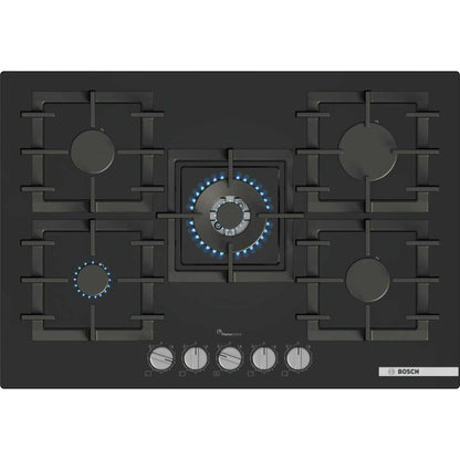 Bosch Series 6 PPQ7A6I40 75cm Gas Hob 5 Burners Tempered Glass - Black