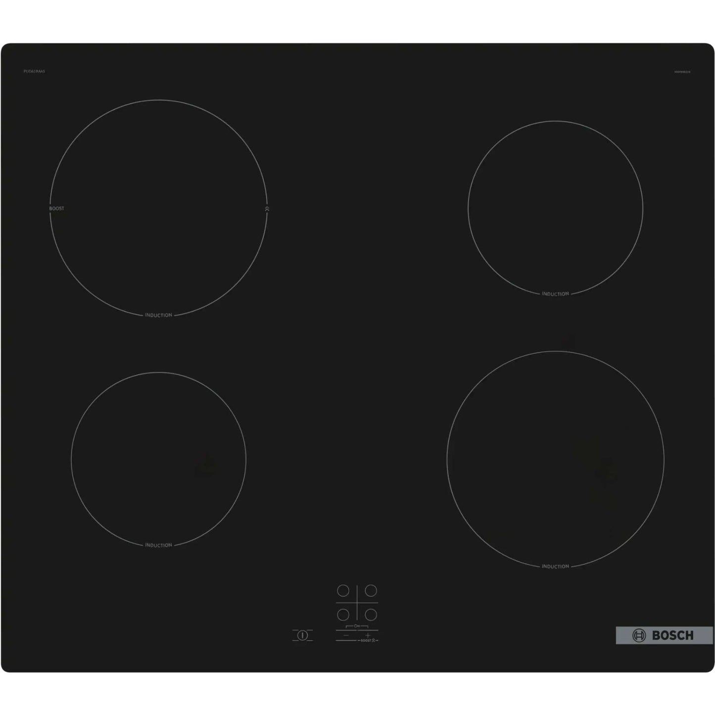 Bosch PUG61RAA5B Series 2 60cm 4 Zone Induction Hob with Plug - Black
