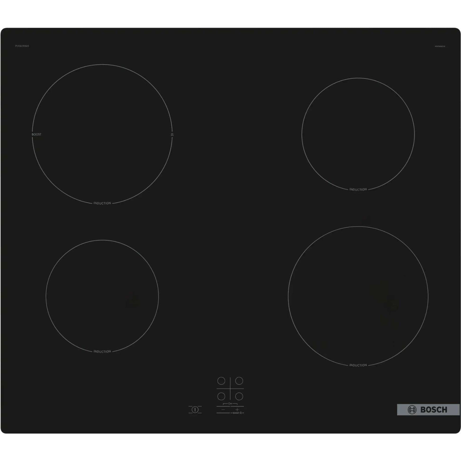 Bosch PUG61RAA5B Series 2 60cm 4 Zone Induction Hob with Plug - Black