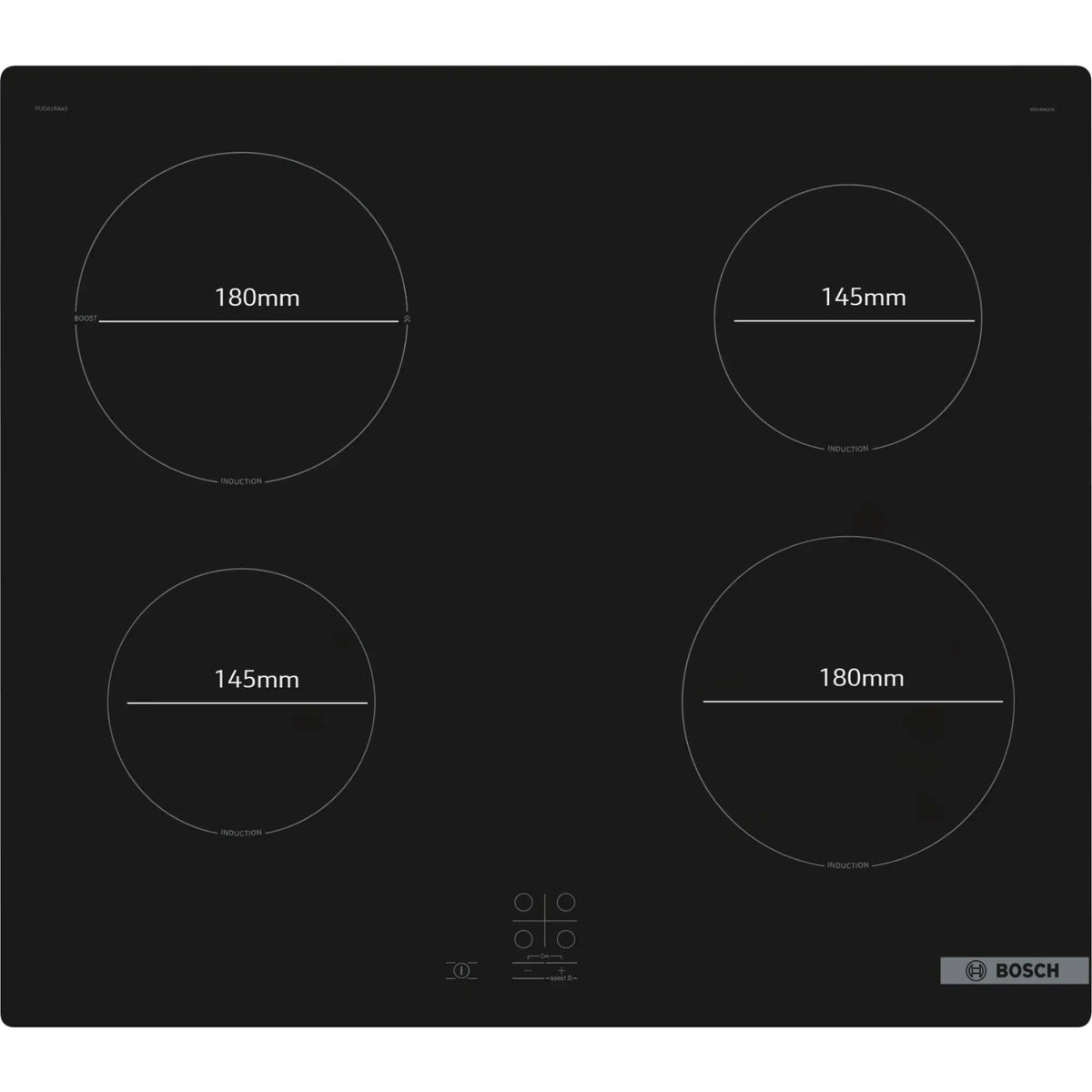 Bosch PUG61RAA5B Series 2 60cm 4 Zone Induction Hob with Plug - Black