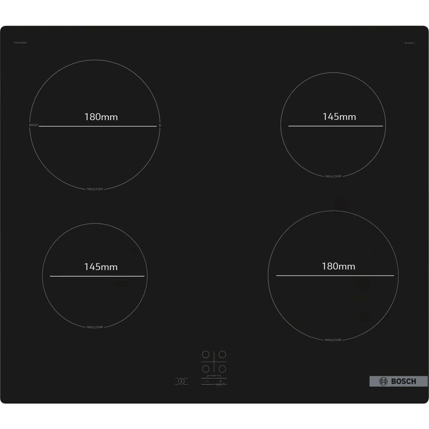 Bosch PUG61RAA5B Series 2 60cm 4 Zone Induction Hob with Plug - Black