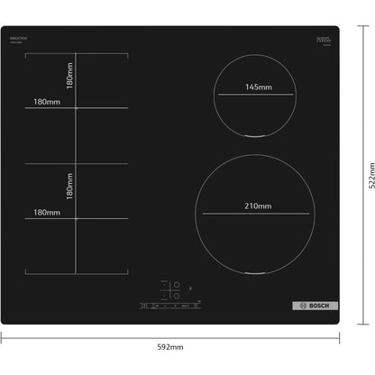 Bosch PWP611BB5B 600mm 4 Burner Induction Hob with Plug