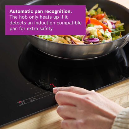 Bosch PWP611BB5B 600mm 4 Burner Induction Hob with Plug