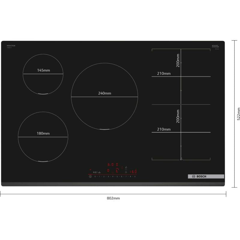 Bosch PXV831HC1E Series 6 80cm Smart 5 Burner Hob - Black