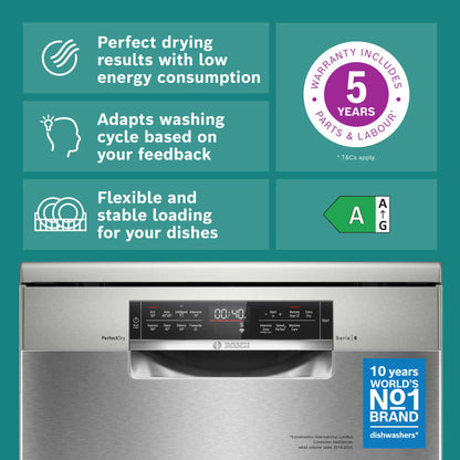 Bosch Series 6 Freestanding Full-Sized Dishwasher - SMS6TCI02G