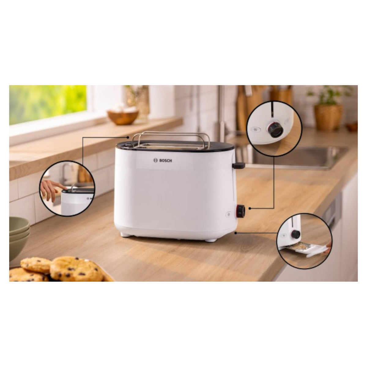 Bosch TAT2M121GB MyMoment 2 Slice Compact Toaster - White