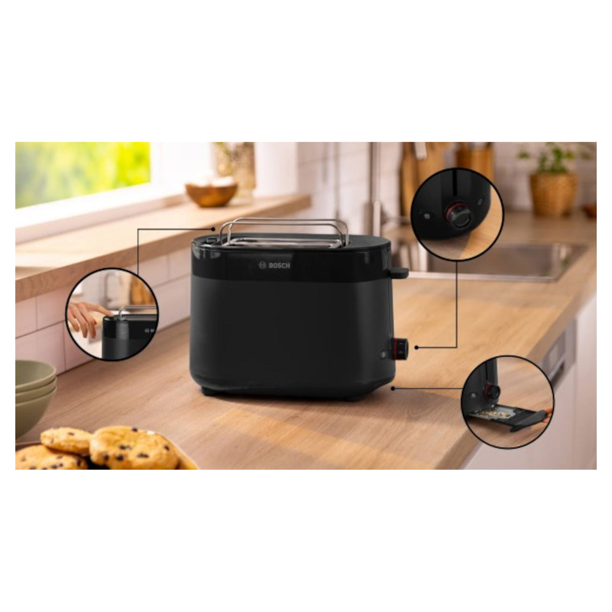 Bosch TAT2M123GB MyMoment 2 Slice Compact Toaster - Black