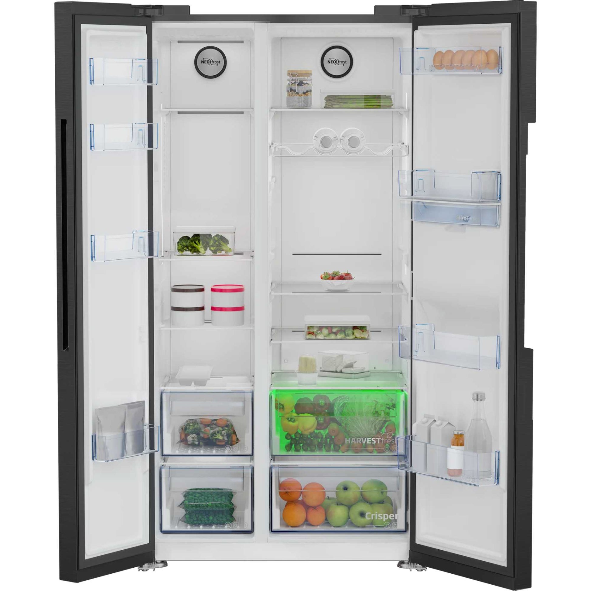 Beko American Style Fridge Freezer 50/50 NeoFrost - Black Steel - ASD2442VPZ