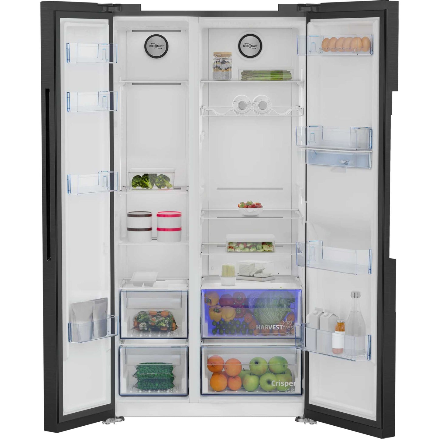 Beko American Style Fridge Freezer 50/50 NeoFrost - Black Steel - ASD2442VPZ
