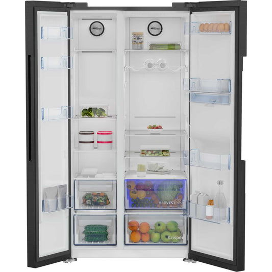 Beko American Style Fridge Freezer 50/50 NeoFrost - Black Steel - ASD2442VPZ