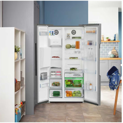 Beko ASP352VPX American Style 571l NeoFrost Fridge Freezer - Brushed Steel