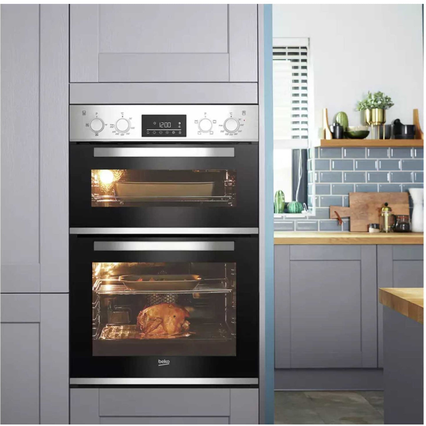 Beko BBADF22300X Built-In Double Oven 105L Capacity
