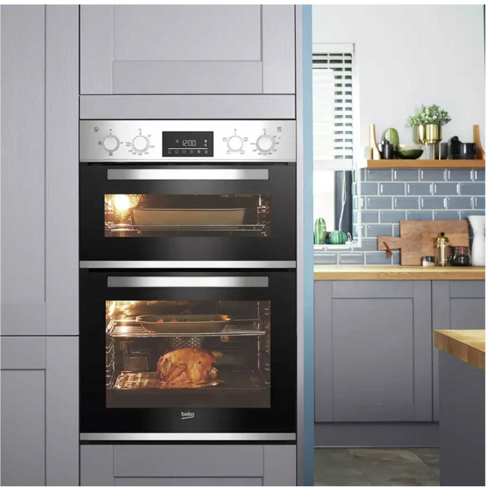 Beko BBADF22300X Built-In Double Oven 105L Capacity