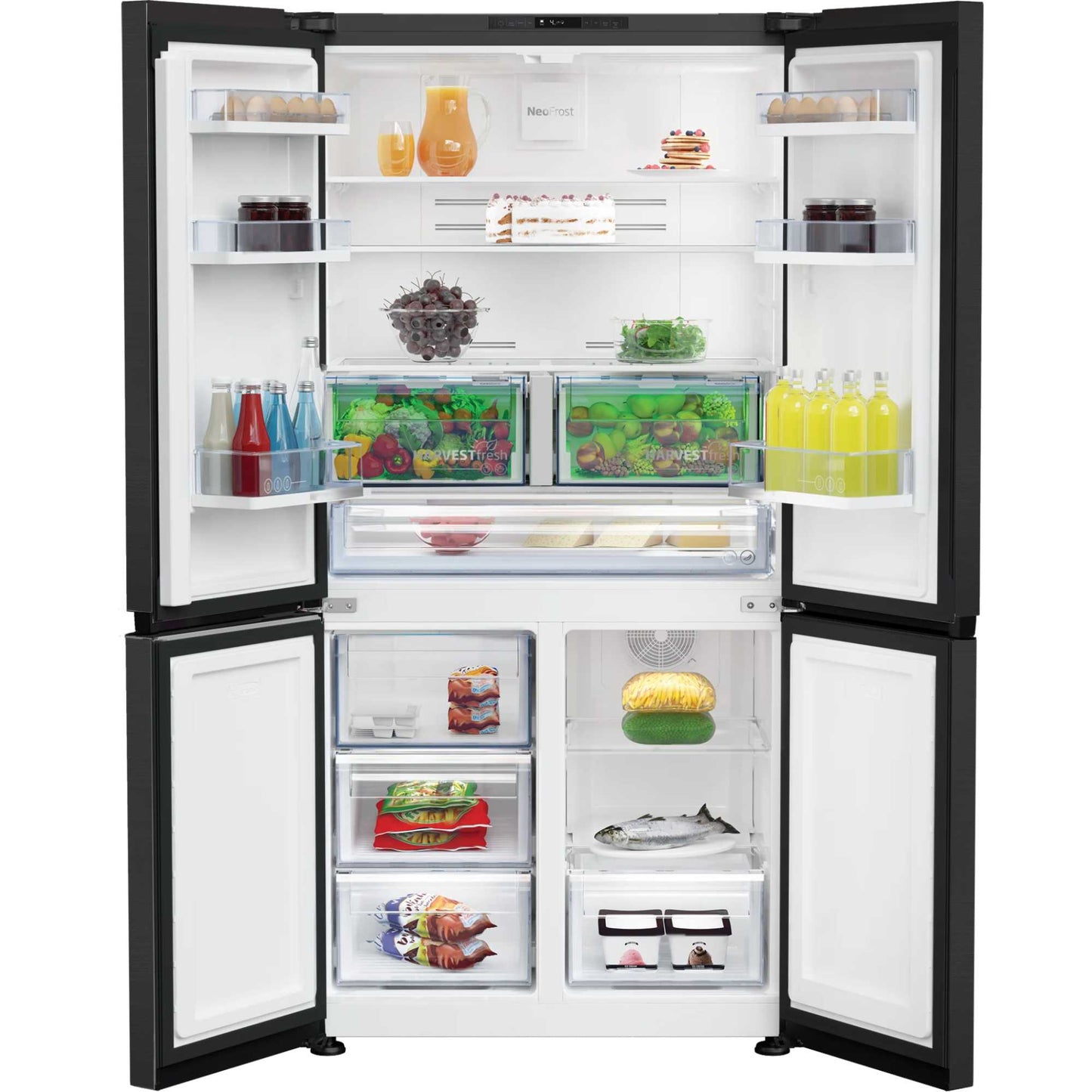 Beko American Style Fridge Freezer 50/50 NeoFrost - Black Steel - GN446224VPZ
