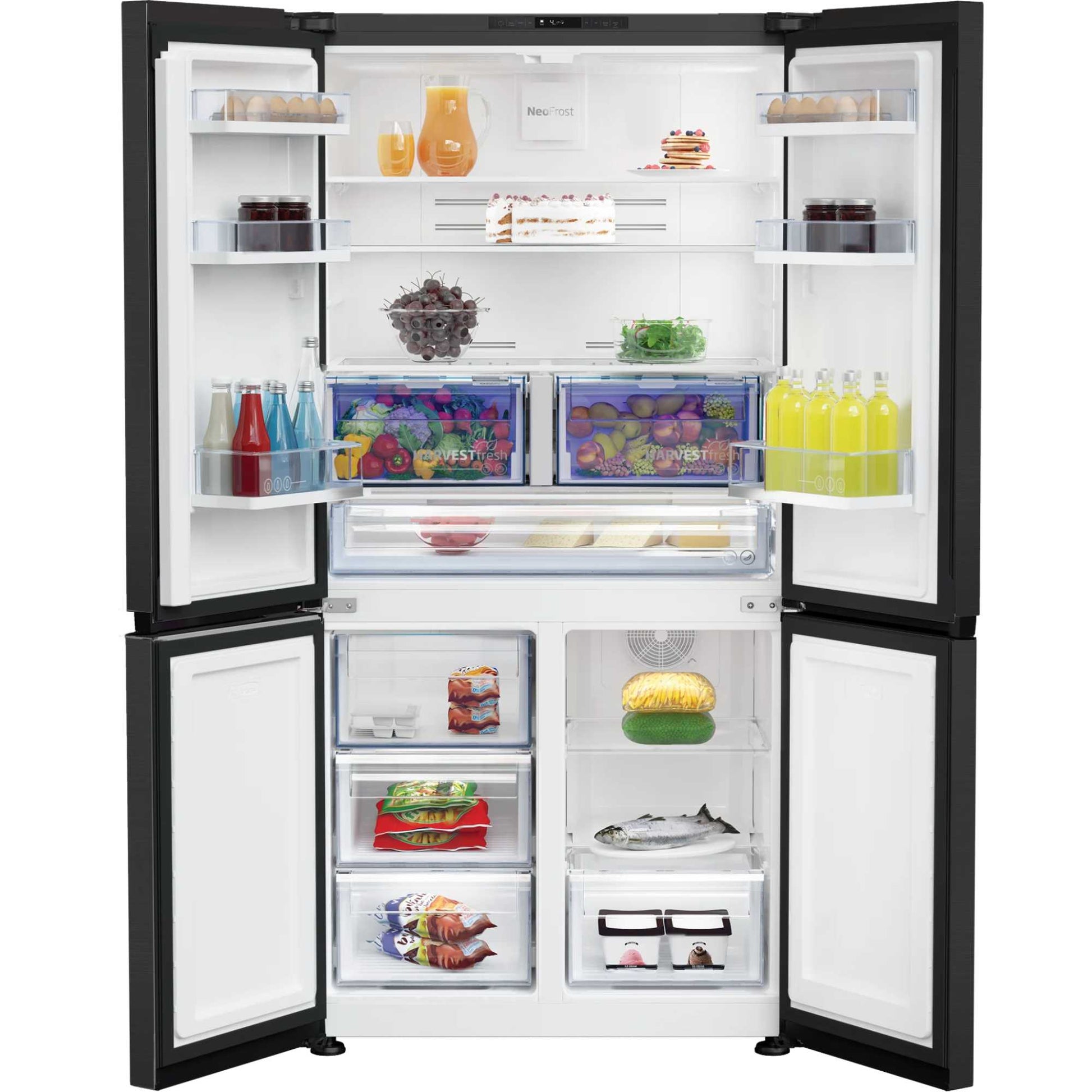 Beko American Style Fridge Freezer 50/50 NeoFrost - Black Steel - GN446224VPZ