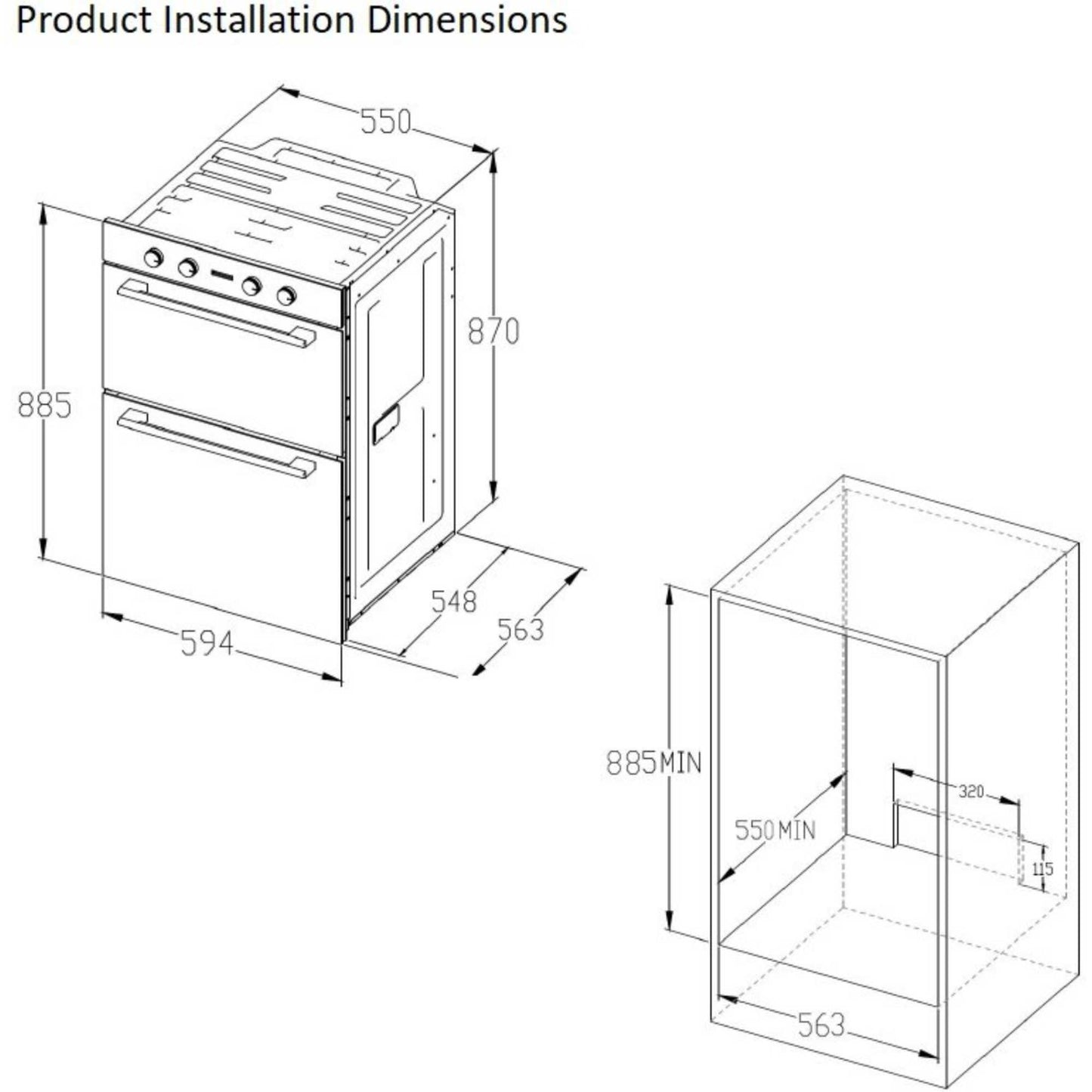 Belling BI903MFCSTA 60cm Built-In Double Oven - Stainless Steel