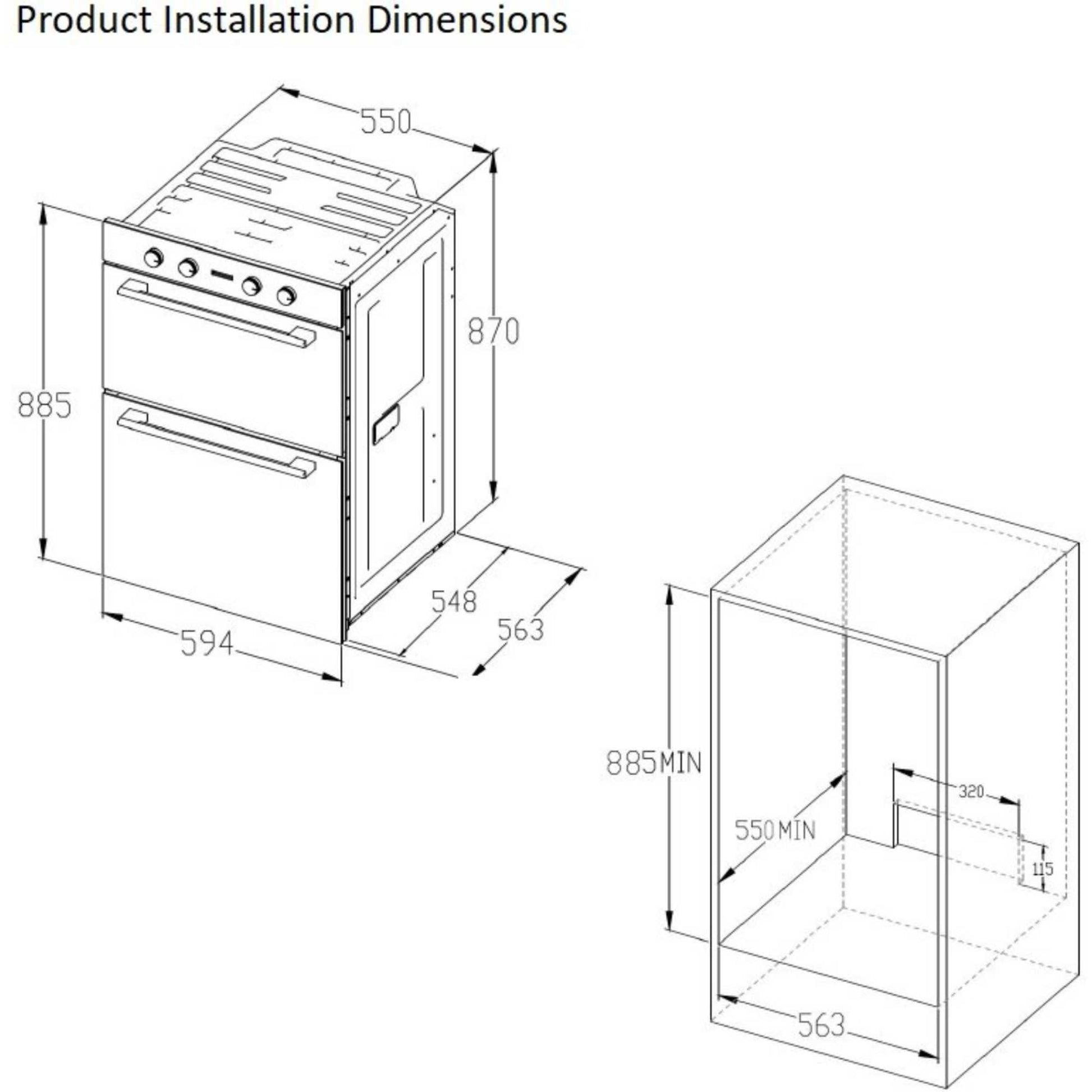 Belling BI903MFCSTA 60cm Built-In Double Oven - Stainless Steel