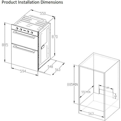 Belling BI903MFCSTA 60cm Built-In Double Oven - Stainless Steel