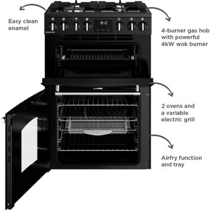 Belling Farmhouse 60DF Mini Range 60cm Dual Fuel Double Oven Cooker - MRAFHOUSE60DFBLK