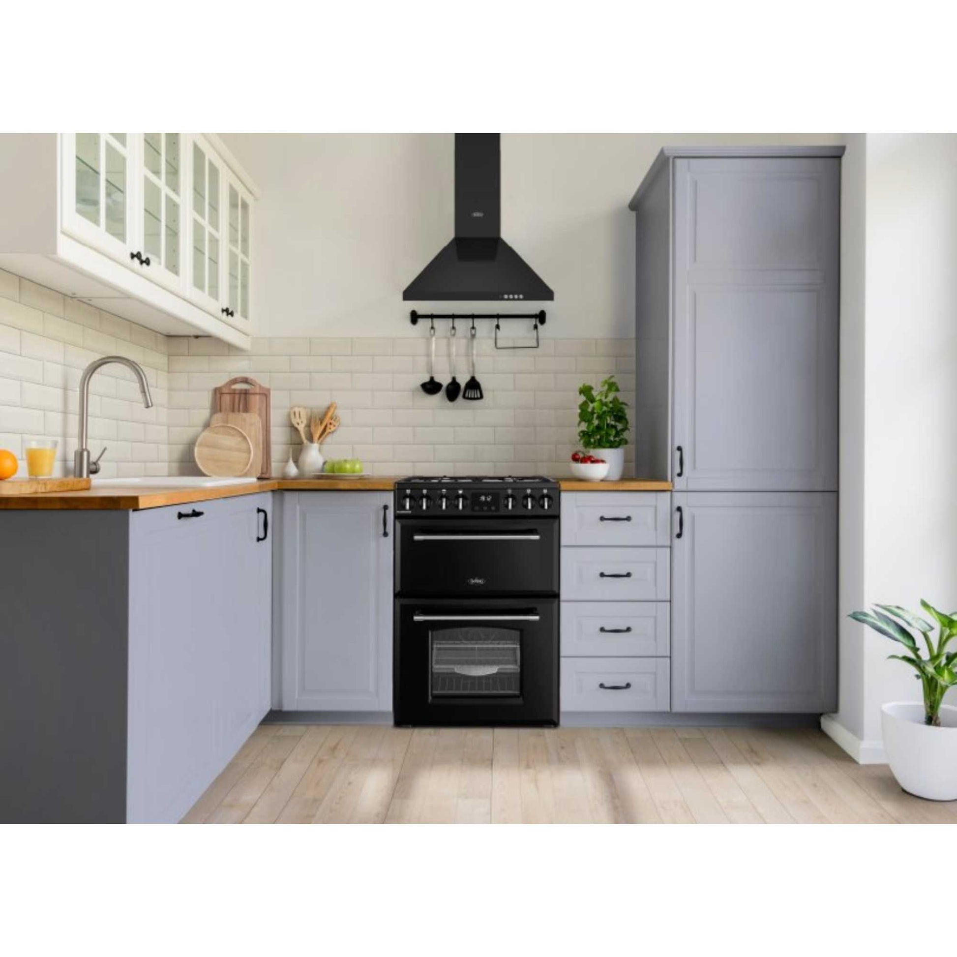 Belling Farmhouse 60DF Mini Range 60cm Dual Fuel Double Oven Cooker - MRAFHOUSE60DFBLK
