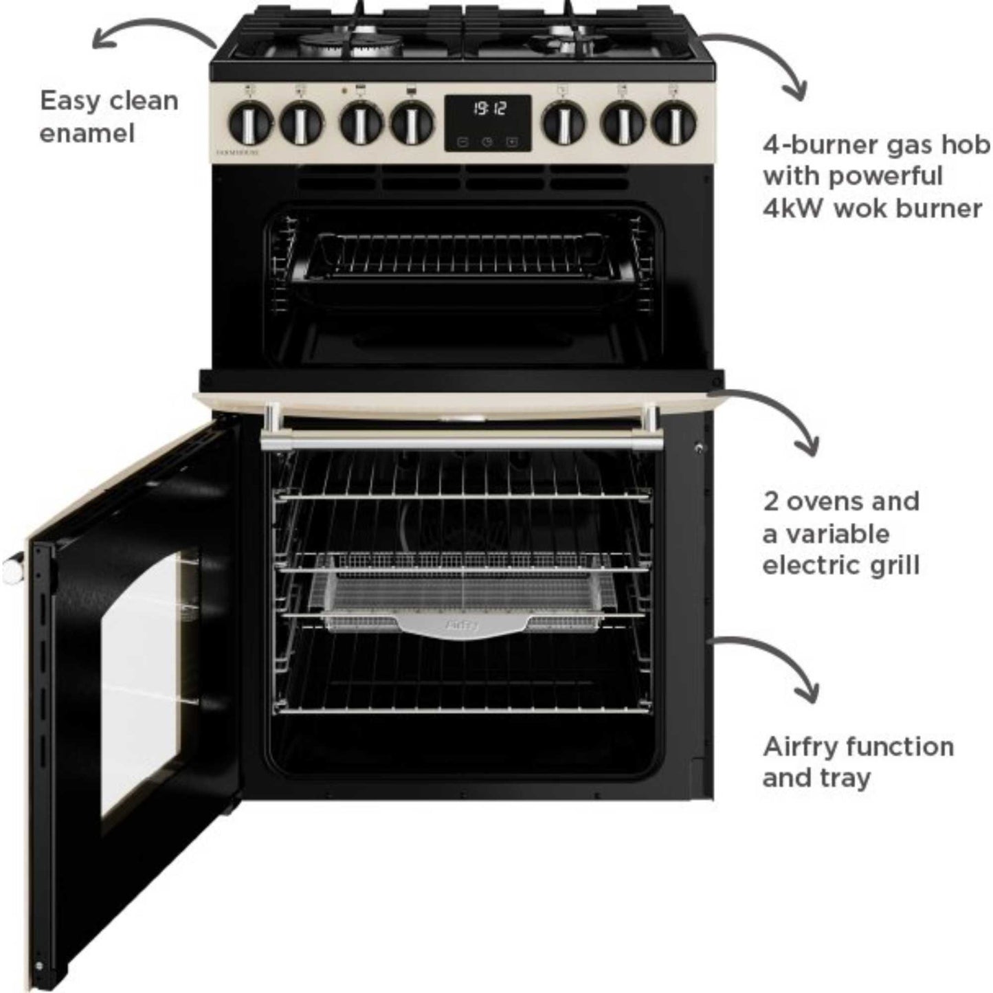 Belling Farmhouse 60DF Mini Range 60cm Dual Fuel Double Oven Cooker - MRAFHOUSE60DFCRM