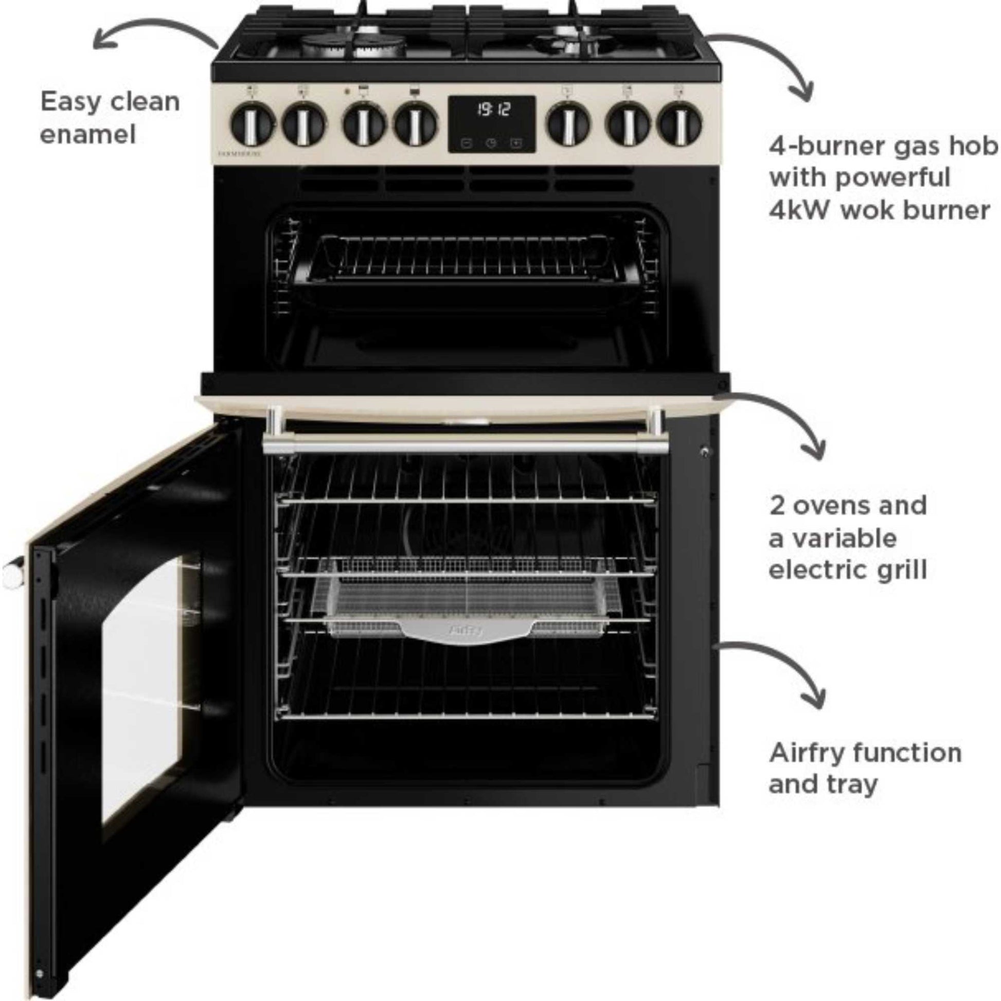 Belling Farmhouse 60DF Mini Range 60cm Dual Fuel Double Oven Cooker - MRAFHOUSE60DFCRM
