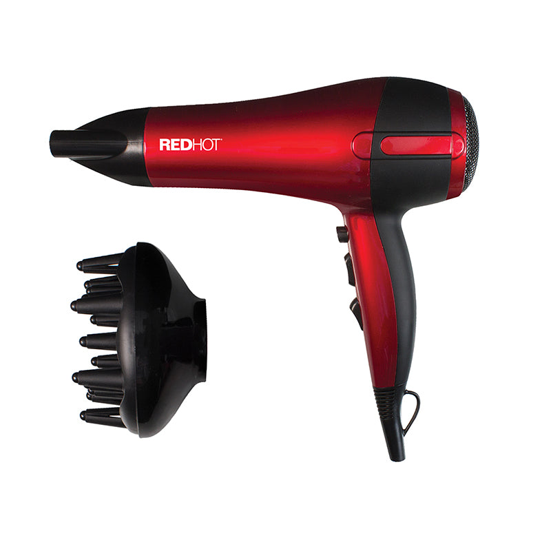 Red Hot Professional Hair Dryer - with Diffuser - 2200W