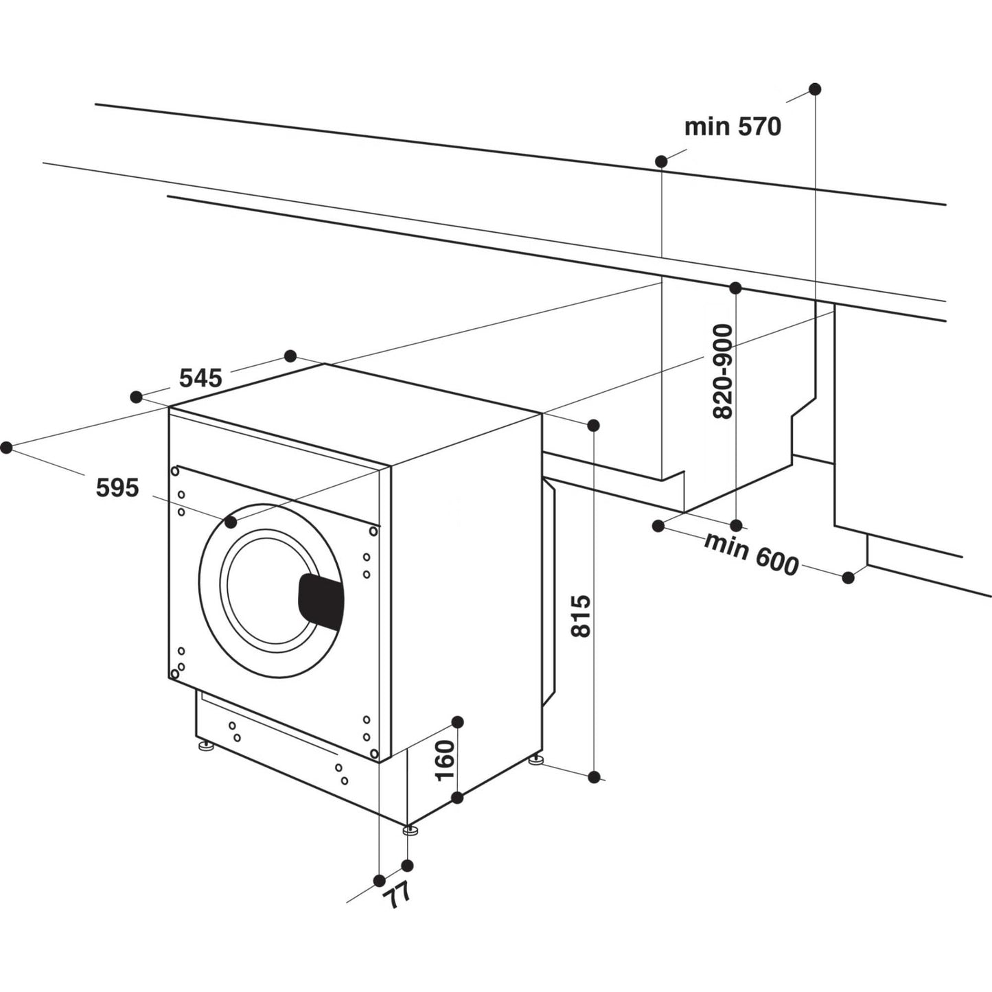 Indesit Push&Go 7kg Wash 5kg Dry 1400rpm Built-In Washer Dryer - BI WDIL 75148 UK