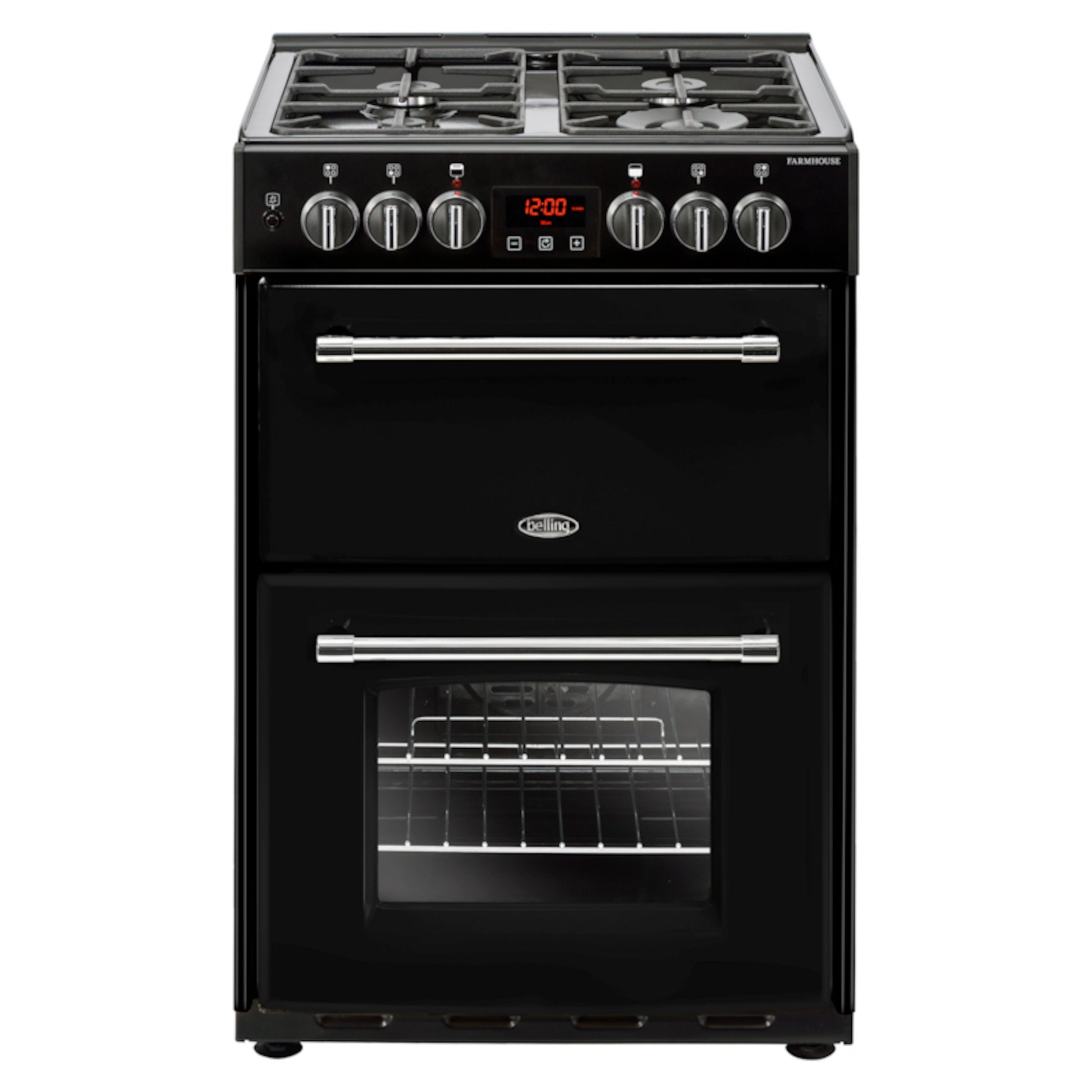 Belling Farmhouse 60DF 60cm Dual Fuel Double Oven Cooker - FARMHOUSE60DFBLK