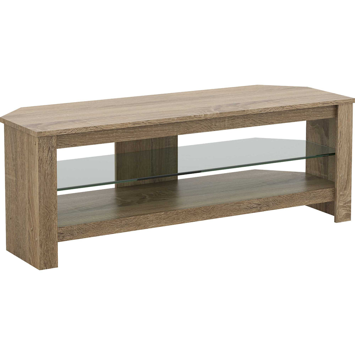 AVF CA115GOX Calibre Plus 115cm TV Stand with Glass Shelf - Rustic Sawn Oak