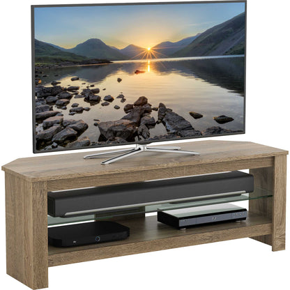 AVF CA115GOX Calibre Plus 115cm TV Stand with Glass Shelf - Rustic Sawn Oak