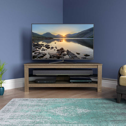 AVF CA115GOX Calibre Plus 115cm TV Stand with Glass Shelf - Rustic Sawn Oak