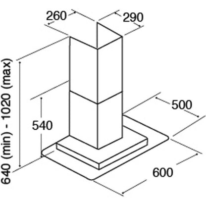CDA ECN62SS 600mm Flat Chimney Hood with 3 Speeds