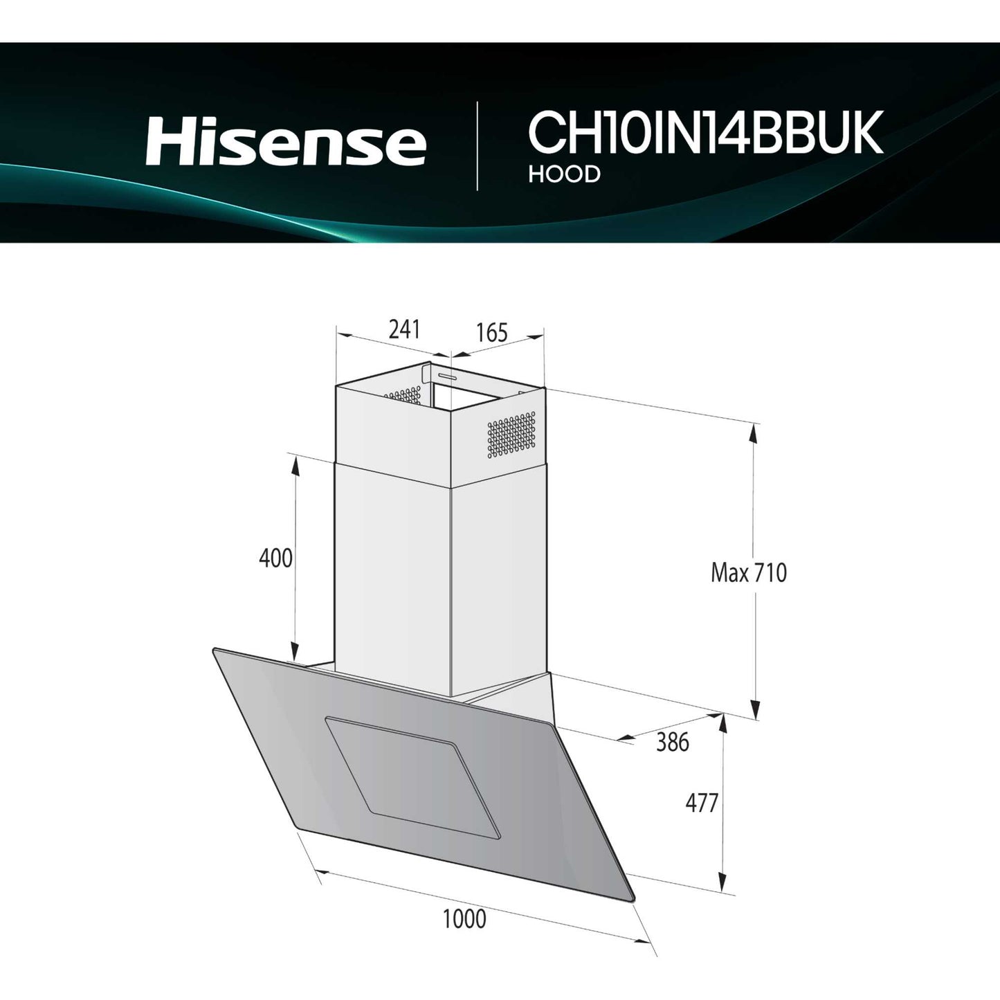 Hisense Hi4 Decorative CH10IN14BBUK 100cm Built-In Chimney Hood - Black