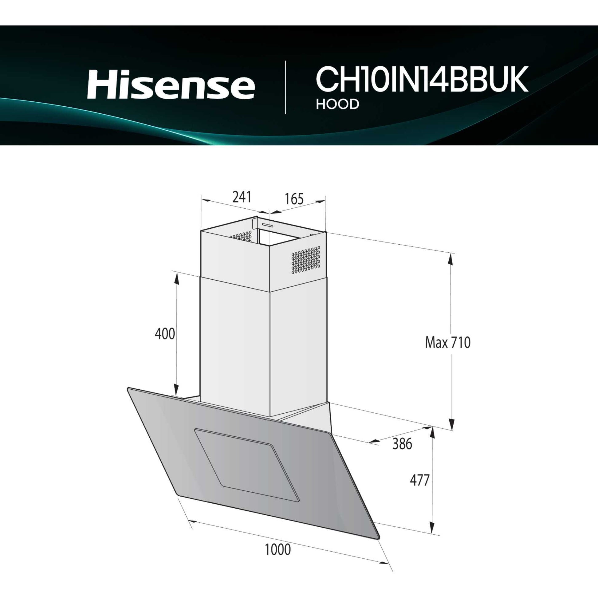 Hisense Hi4 Decorative CH10IN14BBUK 100cm Built-In Chimney Hood - Black