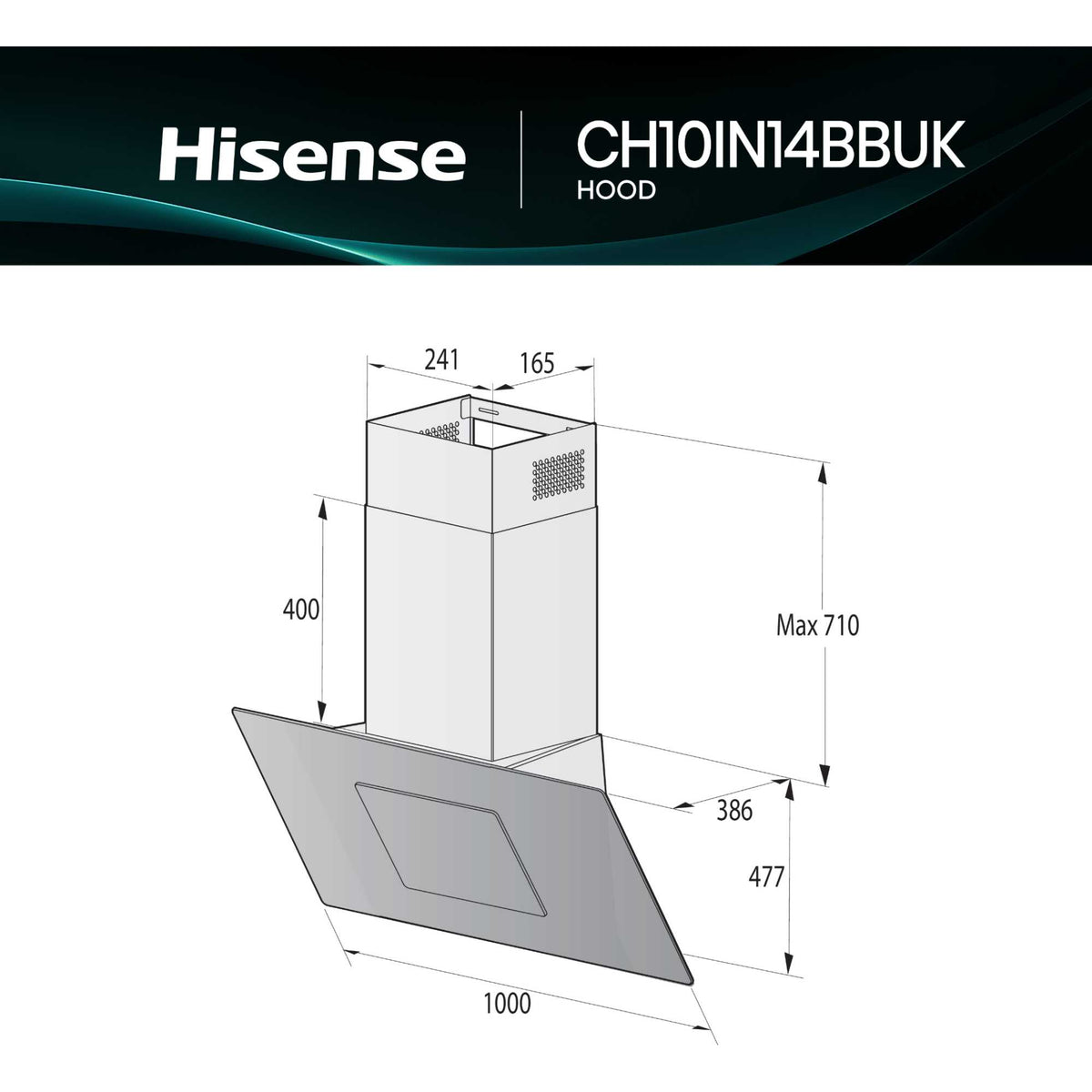 Hisense Hi4 Decorative CH10IN14BBUK 100cm Built-In Chimney Hood - Black
