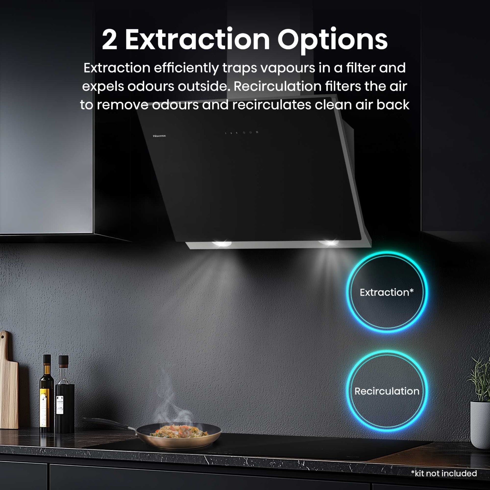 Hisense CH6IN14BXBUK 60cm Wall-Mounted Cooker Hood - Black