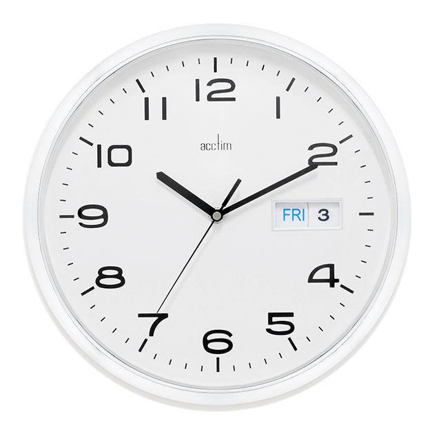 SUPERVISOR WALL CLOCK WITH DATE WHITE