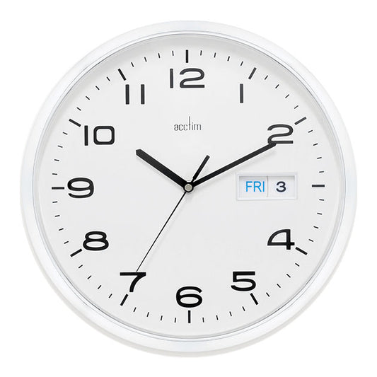 SUPERVISOR WALL CLOCK WITH DATE WHITE