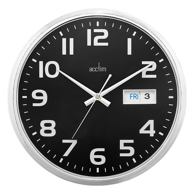 SUPERVISOR WALL CLOCK WITH DATE BLACK