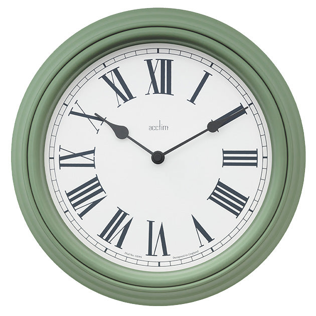 (DNO) 28CM DEVONSHIRE MODEN COUNTRY WALL CLK SAGE