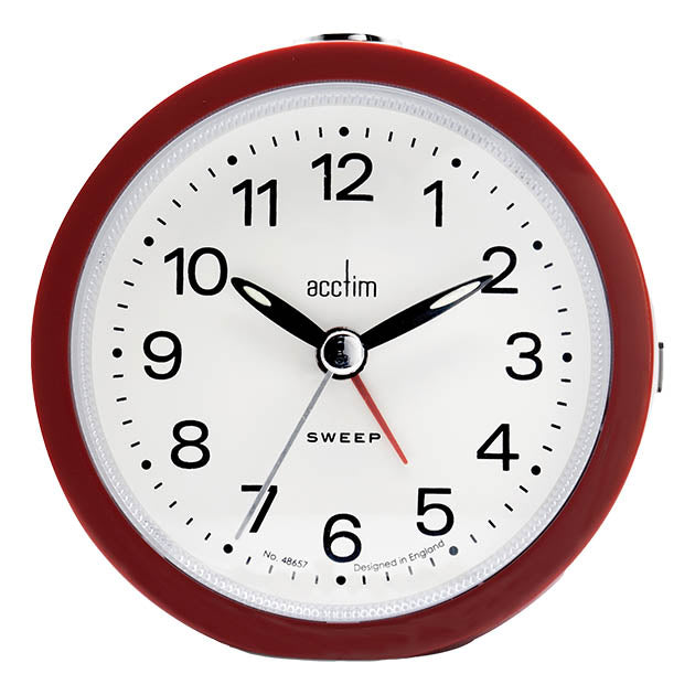 ELANA NON-TICKING ANALOGUE ALARM CLOCK RED
