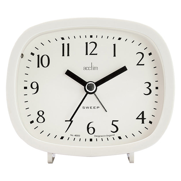 HILDA RETRO NON-TICKING ALARM CLOCK WHITE