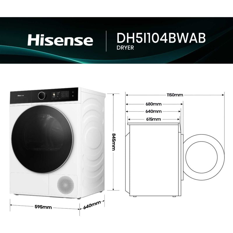 Hisense 10kg Heat Pump Tumble Dryer - DH5I104BWAB